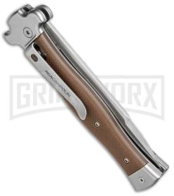AGA Campolin Zero Brown G-10 Leverlock Automatic Knife - Bayonet Satin Plain 8 AGA Campolin Zero Brown G-10 Leverlock Automatic Knife - Bayonet Satin Plain -Professional Knife Discount Store AGA Campolin Zero G 10 Brown SW AGA01M SB BP 20044 jr side large