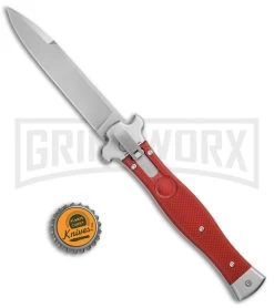 AGA Campolin Zero Red G-10 Leverlock Automatic Knife - Bayonet Stonewash Plain -Professional Knife Discount Store AGA Campolin Zero G 10 Red SW AGA01R SWB BP 20046 jr bottlecap large