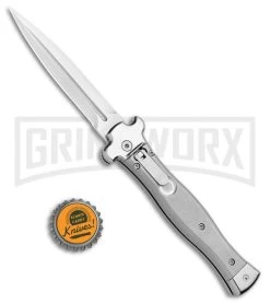 AGA Campolin Zero Gray Aluminum Leverlock Auto Knife - Dagger Tumbled -Professional Knife Discount Store AGA Campolin Zero Gray Aluminum LL Dagger Tumbled AGA01ALP D BHQ 99915 jr bottlecap large