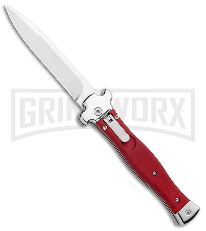 AGA Campolin Zero Red Aluminum Leverlock Automatic Knife - Bayonet Tumbled Plain 3 AGA Campolin Zero Red Aluminum Leverlock Automatic Knife - Bayonet Tumbled Plain