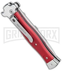 AGA Campolin Zero Red Aluminum Leverlock Automatic Knife - Bayonet Tumbled Plain 8 AGA Campolin Zero Red Aluminum Leverlock Automatic Knife - Bayonet Tumbled Plain -Professional Knife Discount Store AGA Campolin Zero Italian LL Auto Red Aluminum Tumbled BHQ 95350 jr side large