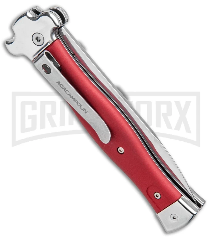 AGA Campolin Zero Red Aluminum Leverlock Automatic Knife - Bayonet Tumbled Plain 5 AGA Campolin Zero Red Aluminum Leverlock Automatic Knife - Bayonet Tumbled Plain - Image 3
