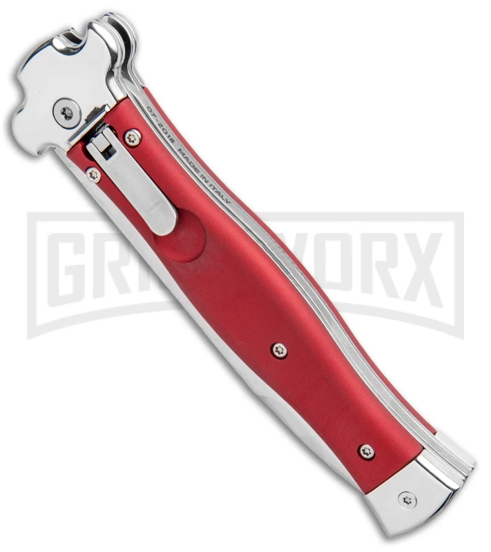 AGA Campolin Zero Red Aluminum Leverlock Automatic Knife - Bayonet Tumbled Plain 4 AGA Campolin Zero Red Aluminum Leverlock Automatic Knife - Bayonet Tumbled Plain - Image 2