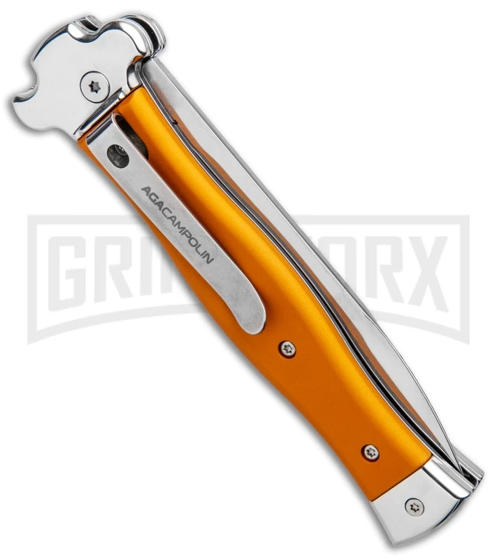 AGA Campolin Zero Orange Aluminum Leverlock Automatic - Bayonet Tumbled Plain 5 AGA Campolin Zero Orange Aluminum Leverlock Automatic - Bayonet Tumbled Plain - Image 3