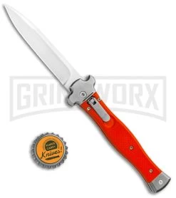 AGA Campolin Zero Orange G-10 Leverlock Automatic Knife - Bayo Satin Plain -Professional Knife Discount Store AGA Campolin Zero Orange G 10 LL Bayo Satin GX 19715 jr bottlecap large