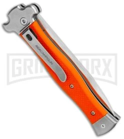 AGA Campolin Zero Orange G-10 Leverlock Automatic Knife - Bayo Satin Plain -Professional Knife Discount Store AGA Campolin Zero Orange G 10 LL Bayo Satin GX 19715 jr side large