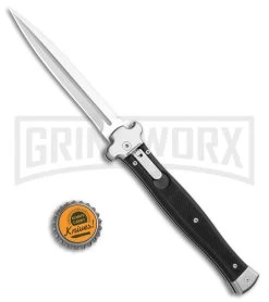 AGA Campolin Zero Italian Leverlock Automatic Knife Black G-10 - Dagger Plain -Professional Knife Discount Store AGA Campolin Zero Plus Italian LL Auto Black G 10 Dagger BHQ 110616 jr bottlecap large