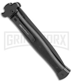 AGA Campolin Zero+ Italian Leverlock Automatic Knife Black G-10 (4.5"Blk Dagger) -Professional Knife Discount Store AGA Campolin Zero Plus Italian LL Black G 10 Black Dagger BHQ 110302 jr side large