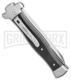 AGA Campolin Zero Textured Black G10 Leverlock Auto Knife - Reverse Tanto Plain -Professional Knife Discount Store AGA Campolin Zero Reverse Tanto Leverlock Automatic Black G 10 3.75 Satin AGA01N ST BHQ 116874 LS Side large