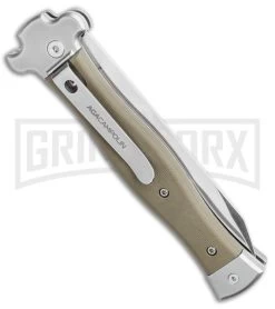 AGA Campolin Zero Green G-10 Leverlock Automatic Knife - Reverse Tanto Satin -Professional Knife Discount Store AGA Campolin Zero Reverse Tanto Leverlock Automatic Green G 10 3.75 Satin AGA01V ST BHQ 116873 LS Side large