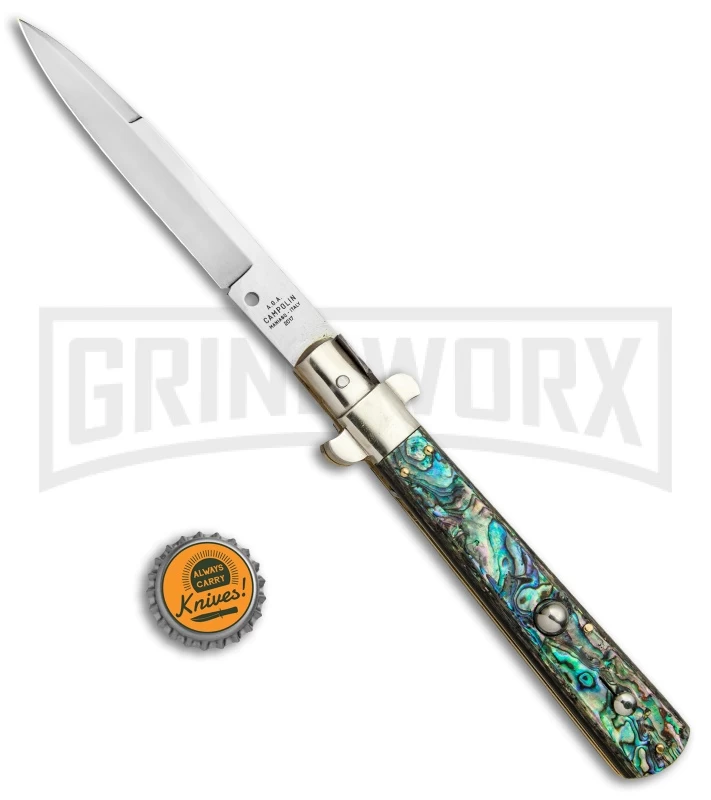 AGA Campolin 11" Frosolone Abalone Stiletto Automatic Knife - Bayonet 7 AGA Campolin 11" Frosolone Abalone Stiletto Automatic Knife - Bayonet - Image 5