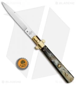 AGA Campolin 11" Frosolone Bayonet Stiletto Automatic Brazilian/Brass (5" Satin) -Professional Knife Discount Store AGA Frosolone Brazilian Brass 11in Bayo BP 29290 jr bottlecap