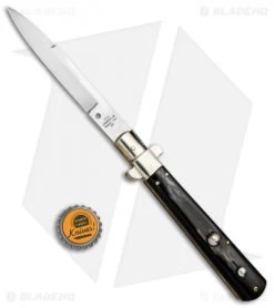 AGA Campolin 11" Frosolone Bayonet Stiletto Automatic Brazilian Horn (5" Satin) -Professional Knife Discount Store AGA Frosolone Brazilian Nickel 11in Bayo BP 29291 jr bottlecap
