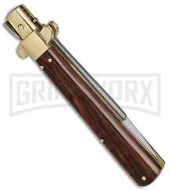 AGA Campolin 11" Frosolone Cocobolo/Brass Stiletto Automatic Knife - Bayonet 9 AGA Campolin 11" Frosolone Cocobolo/Brass Stiletto Automatic Knife - Bayonet -Professional Knife Discount Store AGA Frosolone Cocobolo Brass 11in Bayo BP 29293 jr side large