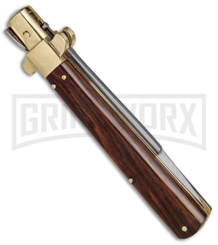 AGA Campolin 11" Frosolone Cocobolo/Brass Stiletto Automatic Knife - Bayonet 5 AGA Campolin 11" Frosolone Cocobolo/Brass Stiletto Automatic Knife - Bayonet - Image 3