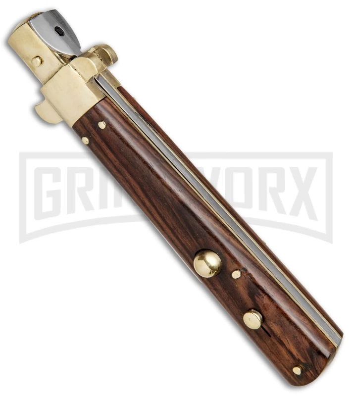AGA Campolin 11" Frosolone Cocobolo/Brass Stiletto Automatic Knife - Bayonet 4 AGA Campolin 11" Frosolone Cocobolo/Brass Stiletto Automatic Knife - Bayonet - Image 2