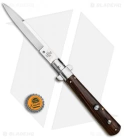AGA Campolin 11" Frosolone Bayonet Stiletto Automatic Knife Cocobolo (5" Satin) -Professional Knife Discount Store AGA Frosolone Cocobolo Nickel 11in Bayo BP 29292 jr bottlecap