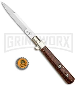 AGA Campolin 11" Frosolone Snake Wood Stiletto Automatic Knife - Bayonet 11 AGA Campolin 11" Frosolone Snake Wood Stiletto Automatic Knife - Bayonet -Professional Knife Discount Store AGA Frosolone Snake Nickel 11in Bayo BP 29298 jr bottlecap large