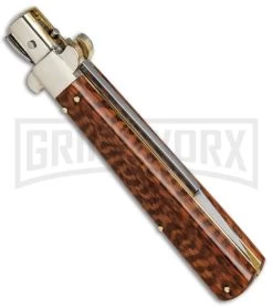 AGA Campolin 11" Frosolone Snake Wood Stiletto Automatic Knife - Bayonet 9 AGA Campolin 11" Frosolone Snake Wood Stiletto Automatic Knife - Bayonet -Professional Knife Discount Store AGA Frosolone Snake Nickel 11in Bayo BP 29298 jr side large