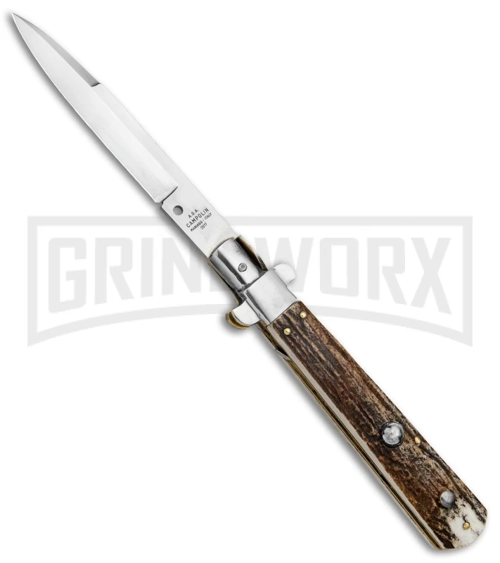 AGA Campolin 11" Frosolone Stag Stiletto Automatic Knife - Bayonet 3 AGA Campolin 11" Frosolone Stag Stiletto Automatic Knife - Bayonet