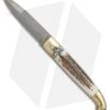 AGA Campolin Brass Lever Lock Automatic Knife Stag Horn (3.75" Damascus)