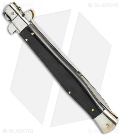 AGA Campolin 13" Picklock Automatic Italian Stiletto Ebony Wood (6" Satin Bayo) 4 AGA Campolin 13" Picklock Automatic Italian Stiletto Ebony Wood (6" Satin Bayo) - Image 2
