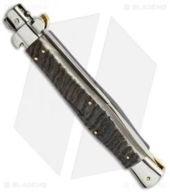 AGA Campolin 13" Picklock Automatic Italian Stiletto Ram Horn (6" Satin Bayo) -Professional Knife Discount Store aga 13in picklock ram bayo side cm