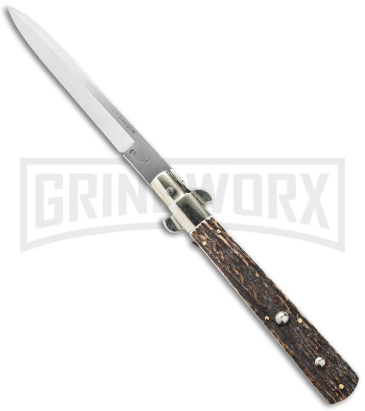 AGA Campolin 13" Italian Frosolone Stag Automatic Knife - Bayonet 3 AGA Campolin 13" Italian Frosolone Stag Automatic Knife - Bayonet