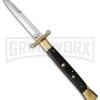 AGA Campolin 13" Stiletto Brass Swinguard Ebony Wood Automatic Knife - Bayonet -Professional Knife Discount Store aga 13in swing brass ebony bayo cm large