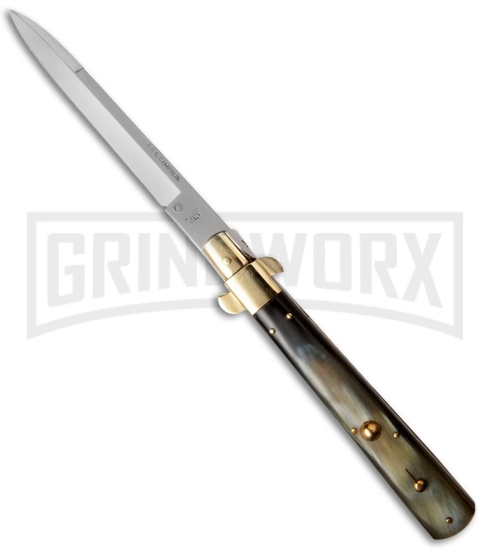 AGA Campolin 13" Italian Frosolone Brazilian Horn Automatic Knife - Bayonet 3 AGA Campolin 13" Italian Frosolone Brazilian Horn Automatic Knife - Bayonet