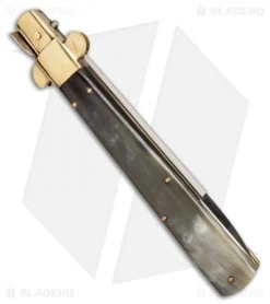 AGA Campolin 13" Italian Frosolone Automatic Brazilian Horn (6.5" Satin Bayo) -Professional Knife Discount Store aga 13inch brazillian frosolone brass side jm