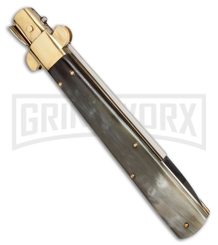 AGA Campolin 13" Italian Frosolone Brazilian Horn Automatic Knife - Bayonet 4 AGA Campolin 13" Italian Frosolone Brazilian Horn Automatic Knife - Bayonet - Image 2