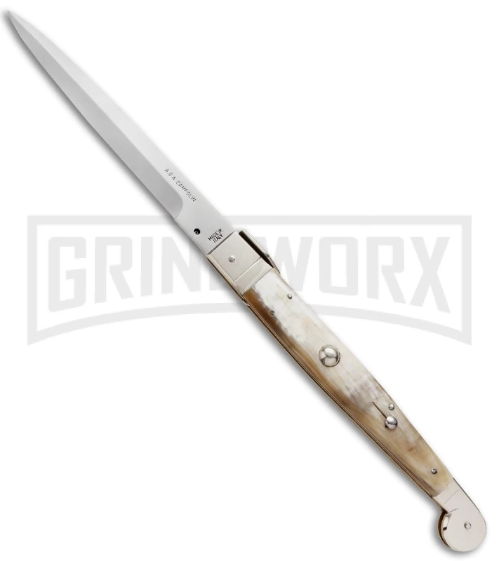 A.G.A. Campolin 16" Honey Horn Sicilian Picklock Automatic Knife - Bayonet 2 A.G.A. Campolin 16" Honey Horn Sicilian Picklock Automatic Knife - Bayonet