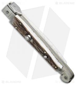 AGA Campolin 9" Sicilian Picklock Automatic Knife Stag Horn (4.1" Satin Bayo) -Professional Knife Discount Store aga 9in sicilian stag picklock bottom cm