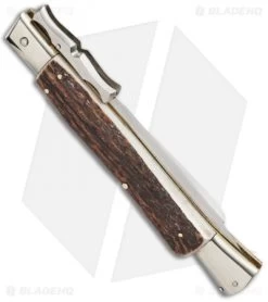 AGA Campolin 13" Bat Swinguard Automatic Knife Stag Horn (5.75" Satin Dagger) 5 AGA Campolin 13" Bat Swinguard Automatic Knife Stag Horn (5.75" Satin Dagger) -Professional Knife Discount Store aga campolin 13in stag bat swing dager dl side