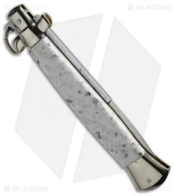 AGA Campolin 15" Ring Pull Automatic Italian Stiletto Marble (7" Satin Bayo) -Professional Knife Discount Store aga campolin 15in cookies n cream ring pull bayo bp 18064 cm side