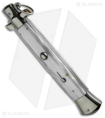 AGA Campolin 15" Ring Pull Automatic Italian Stiletto White (7" Satin Bayo) 4 AGA Campolin 15" Ring Pull Automatic Italian Stiletto White (7" Satin Bayo) - Image 2