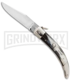 A.G.A. Campolin Catalana Ring Pull Dark Horn Automatic Knife - Polish Plain