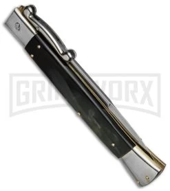 AGA Campolin 13" Dark Horn Italian Swinguard - Satin Bayo -Professional Knife Discount Store aga campolin stiletto 13in swing dark horn bayo BP 5222 dl side large