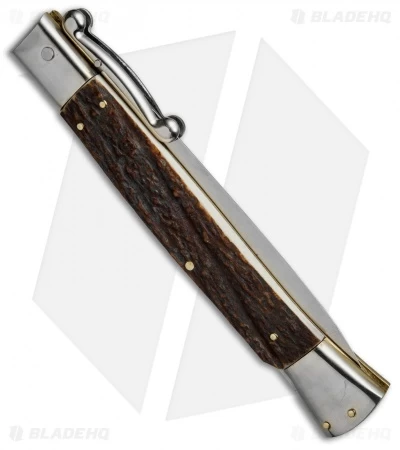 AGA Campolin 13" Swinguard Automatic Knife Stag Horn (5.75" Satin Dagger) 5 AGA Campolin 13" Swinguard Automatic Knife Stag Horn (5.75" Satin Dagger) - Image 3