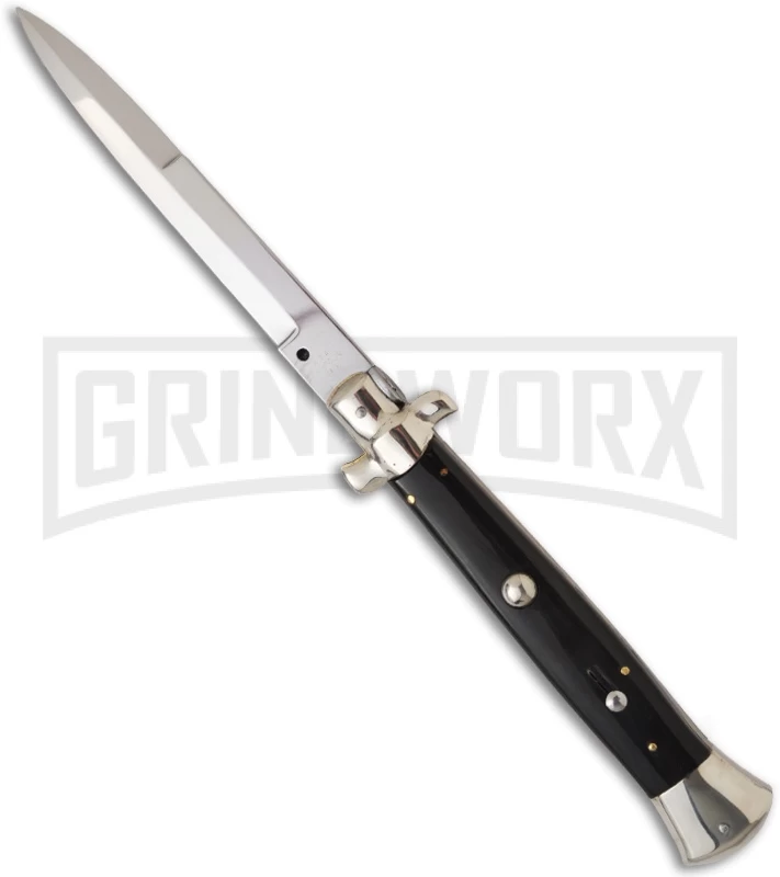 A.G.A. Campolin 15" Italian Stiletto Dark Horn Automatic Knife - Bayonet 3 A.G.A. Campolin 15" Italian Stiletto Dark Horn Automatic Knife - Bayonet
