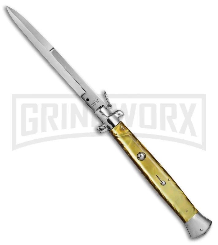 A.G.A. Campolin 18" Italian Stiletto Gold Ring Pull Automatic Knife - Bayo 3 A.G.A. Campolin 18" Italian Stiletto Gold Ring Pull Automatic Knife - Bayo