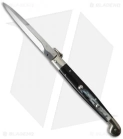 AGA Campolin 12" Sicilian Ring Pull Automatic Knife Dark Horn (5.5" Satin Bayo)