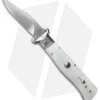 AGA Campolin 7.5" Calibro Humpback Automatic White Pearlex (3.4" Satin) -Professional Knife Discount Store white pearlex calibro humpback jm